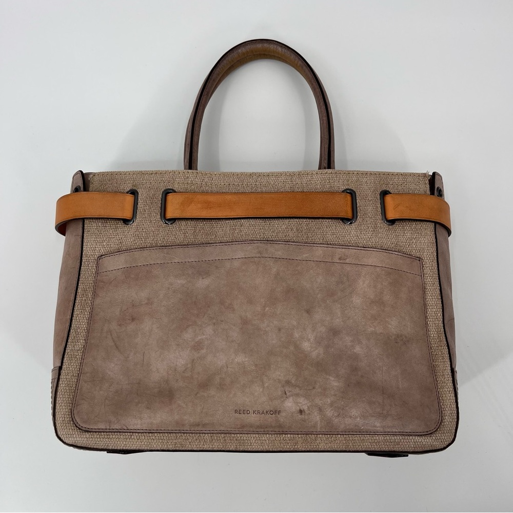 Reed Krakoff Boxer Gray Linen and Leather Tote - Picture 2 of 12